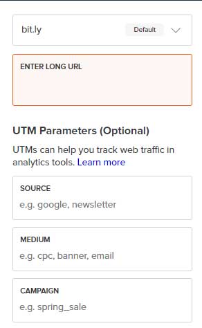 bitly schermata inserimento
